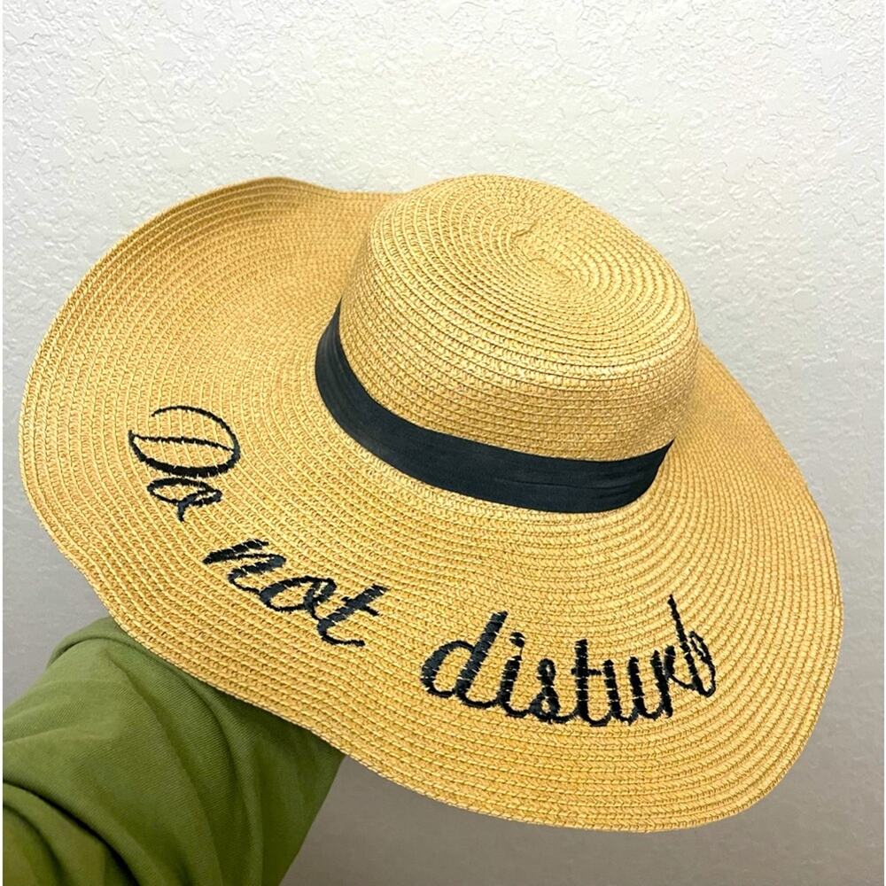 A.O. Boutique “Do Not Disturb” wide brim straw Hat beach summer hat